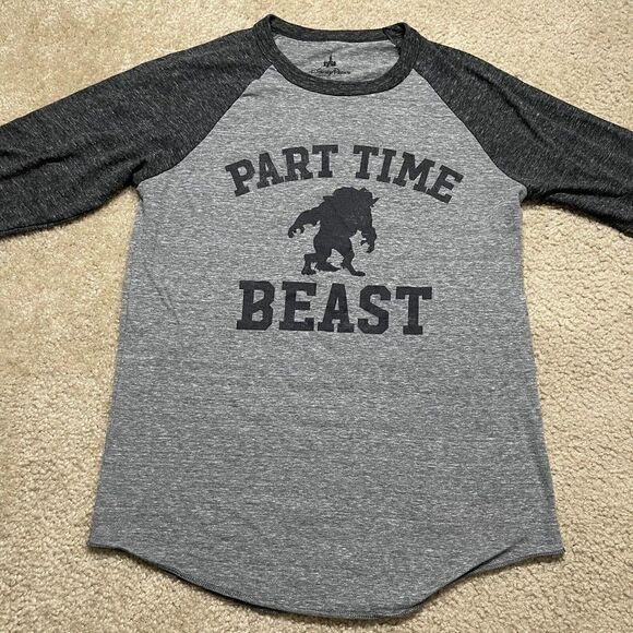 Disney Parks Adult M "Part Time Beast" 3/4 Sleeve Baseball T-Shirt Raglan Tee - Picture 3 of 8